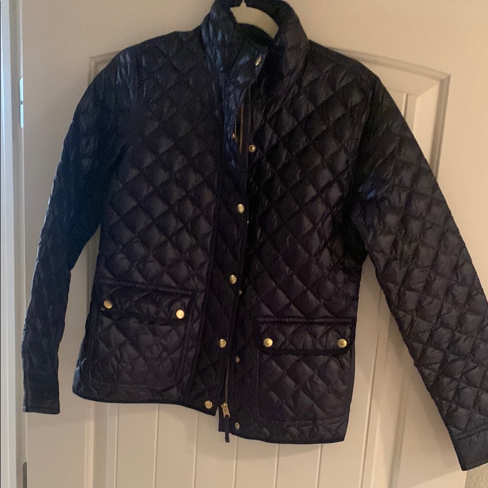 J Crew Navy Quilted Jacket